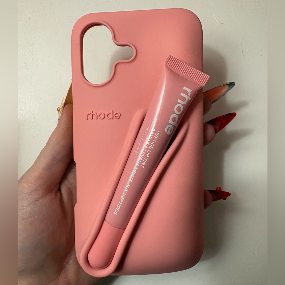 RHODE Pink Phone Case with Lip Gloss